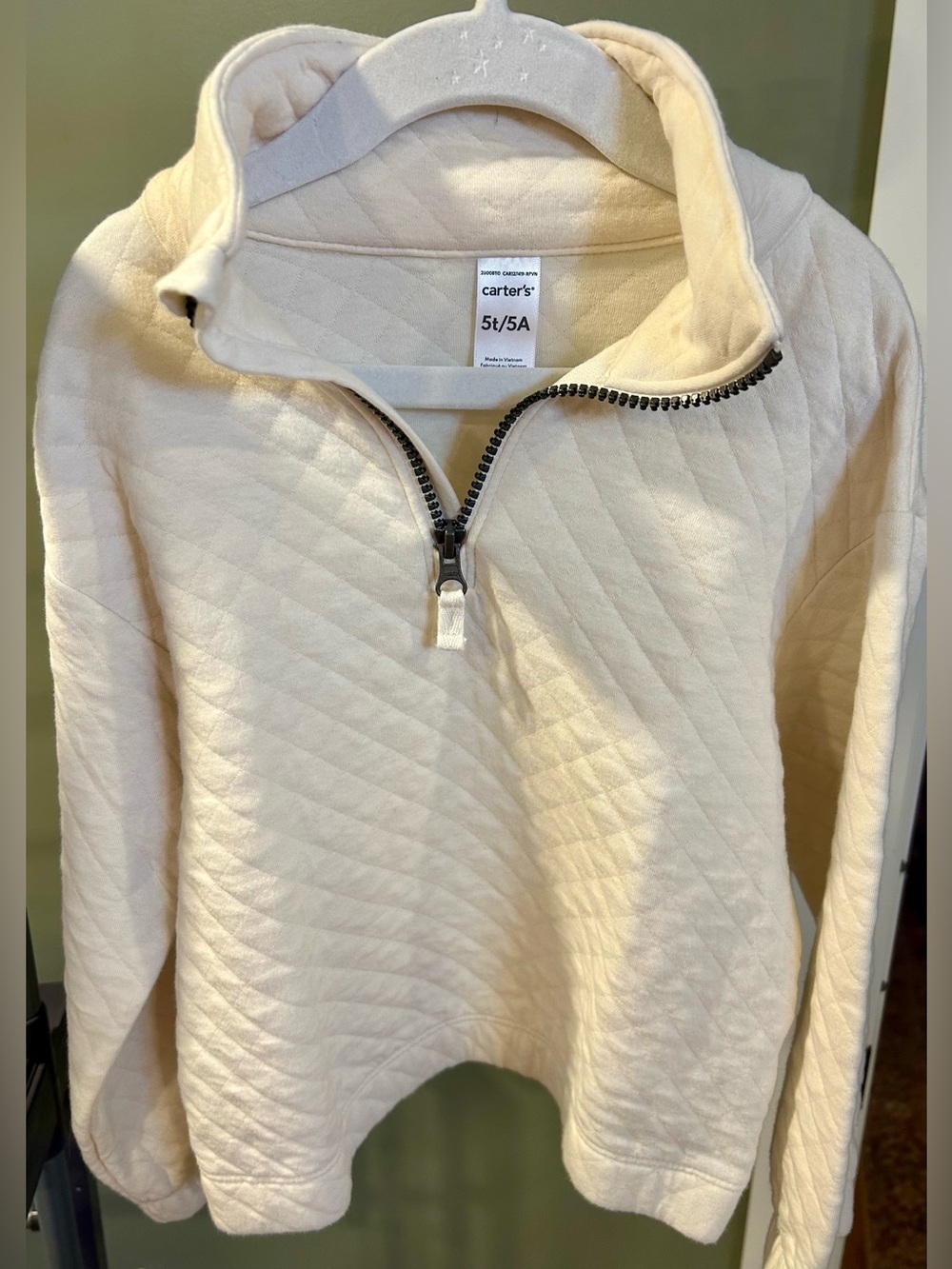 Carter's Cream Quilted Half-Zip Pullover